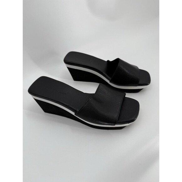 Ladies Chocolat Blu Jadine Leather Slide Wedges Black EUR 38  US 7 - Picture 1 of 10